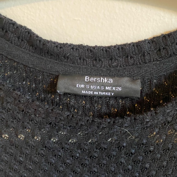 BERSHKA Black Knit Crop Top Elastic Waist Size Small - Picture 8 of 11